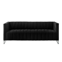 Home Design Kurtis 2-Piece Living Room Set with Square Arm Loveseat and Sofa, Channel-Tufted Upholstery