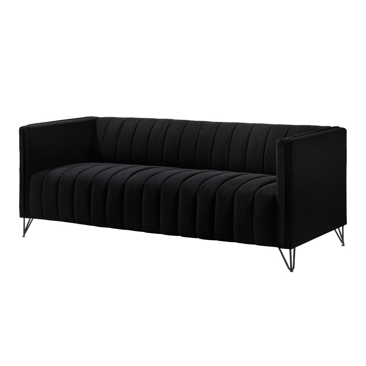 Home Design Kurtis 2-Piece Living Room Set with Square Arm Loveseat and Sofa, Channel-Tufted Upholstery