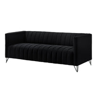 Home Design Kurtis 2-Piece Living Room Set with Square Arm Loveseat and Sofa, Channel-Tufted Upholstery
