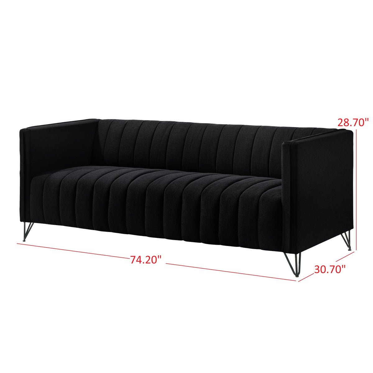 Home Design Kurtis 2-Piece Living Room Set with Square Arm Loveseat and Sofa, Channel-Tufted Upholstery