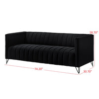 Home Design Kurtis 2-Piece Living Room Set with Square Arm Loveseat and Sofa, Channel-Tufted Upholstery