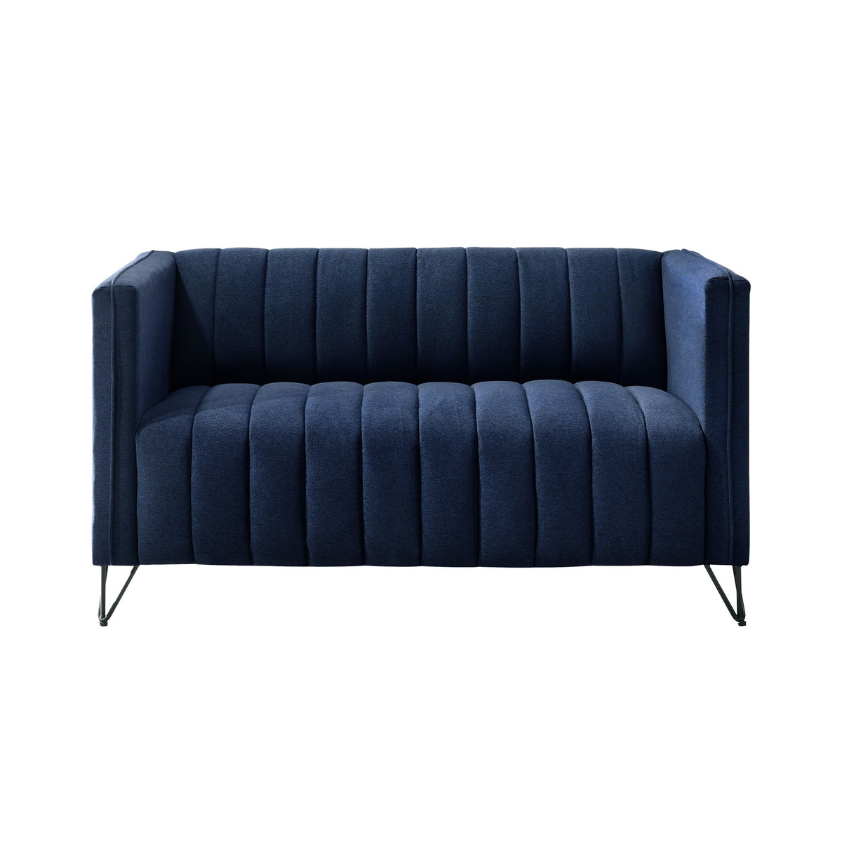 Home Design Kurtis 2-Piece Living Room Set with Square Arm Loveseat and Sofa, Channel-Tufted Upholstery