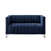Home Design Kurtis 2-Piece Living Room Set with Square Arm Loveseat and Sofa, Channel-Tufted Upholstery