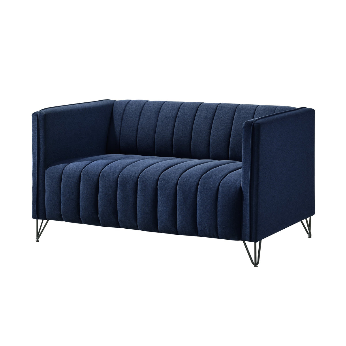 Home Design Kurtis 2-Piece Living Room Set with Square Arm Loveseat and Sofa, Channel-Tufted Upholstery