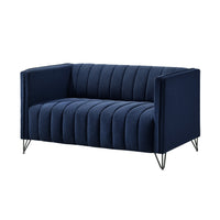 Home Design Kurtis 2-Piece Living Room Set with Square Arm Loveseat and Sofa, Channel-Tufted Upholstery