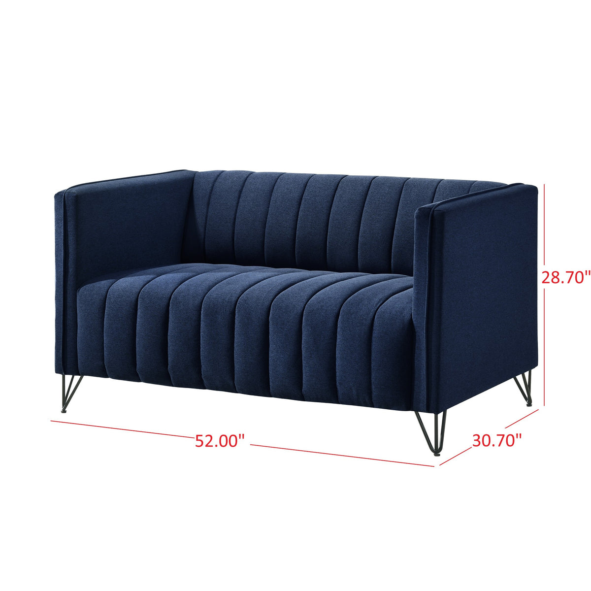 Home Design Kurtis 2-Piece Living Room Set with Square Arm Loveseat and Sofa, Channel-Tufted Upholstery