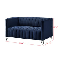 Home Design Kurtis 2-Piece Living Room Set with Square Arm Loveseat and Sofa, Channel-Tufted Upholstery