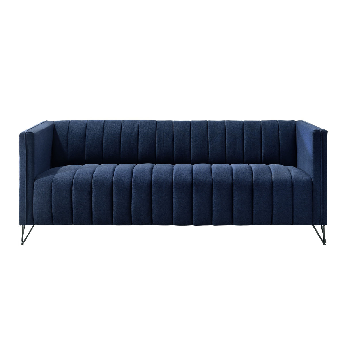 Home Design Kurtis 2-Piece Living Room Set with Square Arm Loveseat and Sofa, Channel-Tufted Upholstery