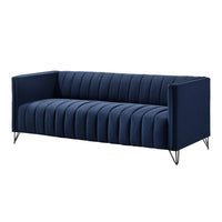 Home Design Kurtis 2-Piece Living Room Set with Square Arm Loveseat and Sofa, Channel-Tufted Upholstery
