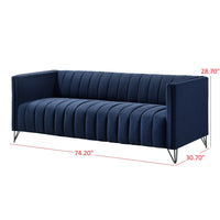 Home Design Kurtis 2-Piece Living Room Set with Square Arm Loveseat and Sofa, Channel-Tufted Upholstery