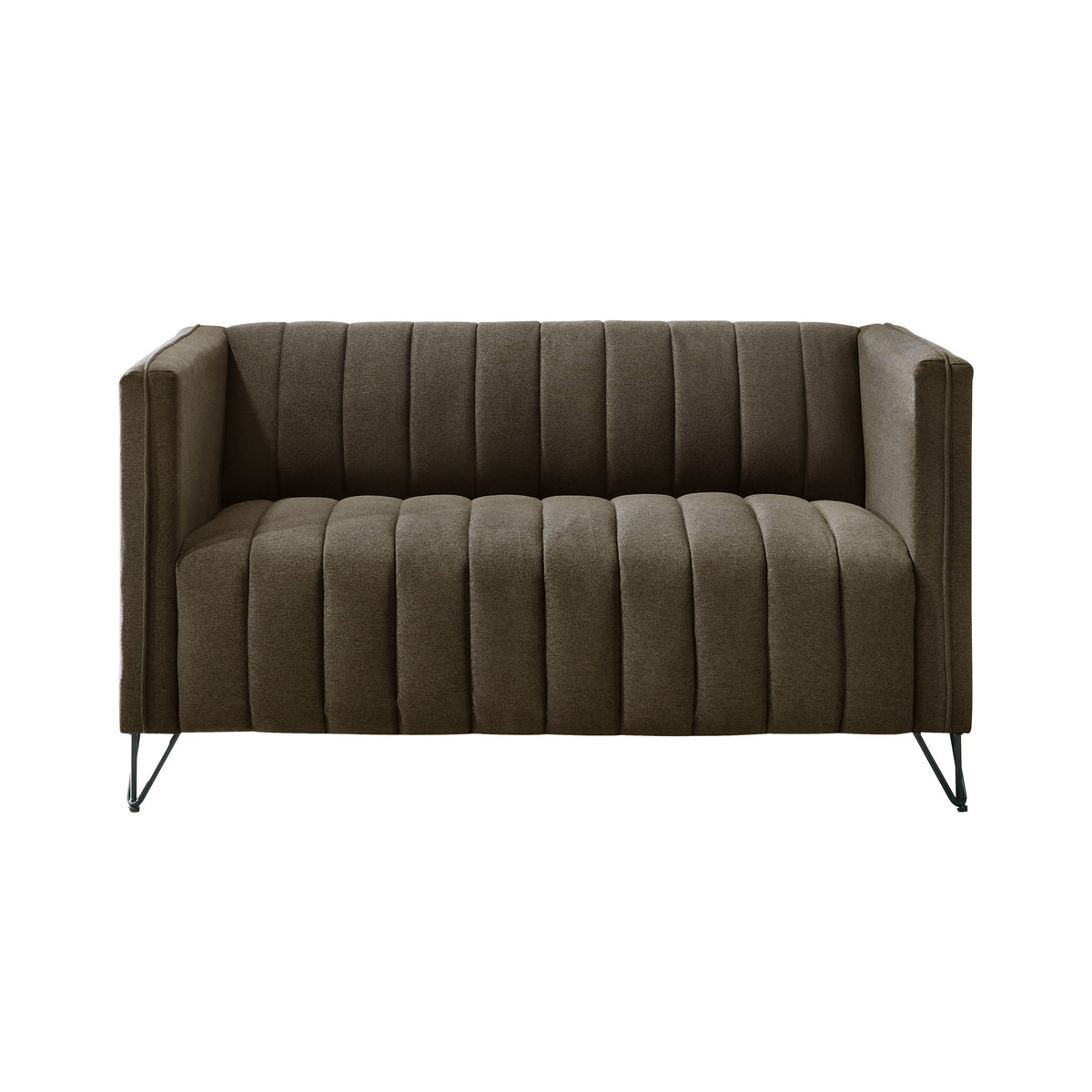 Home Design Kurtis 2-Piece Living Room Set with Square Arm Loveseat and Sofa, Channel-Tufted Upholstery