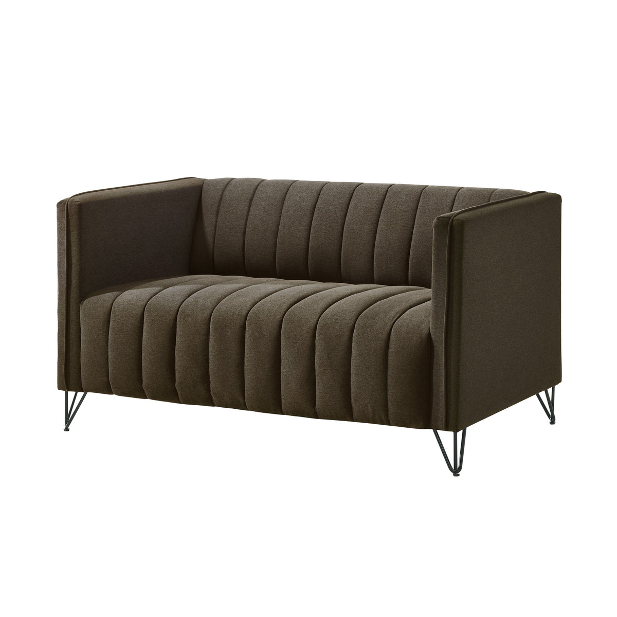 Home Design Kurtis 2-Piece Living Room Set with Square Arm Loveseat and Sofa, Channel-Tufted Upholstery
