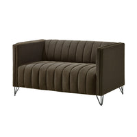 Home Design Kurtis 2-Piece Living Room Set with Square Arm Loveseat and Sofa, Channel-Tufted Upholstery