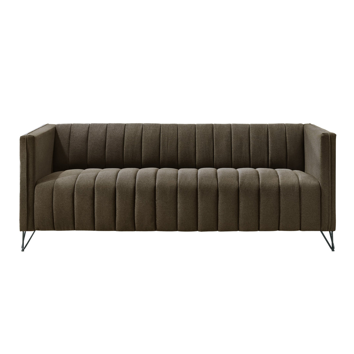 Home Design Kurtis 2-Piece Living Room Set with Square Arm Loveseat and Sofa, Channel-Tufted Upholstery