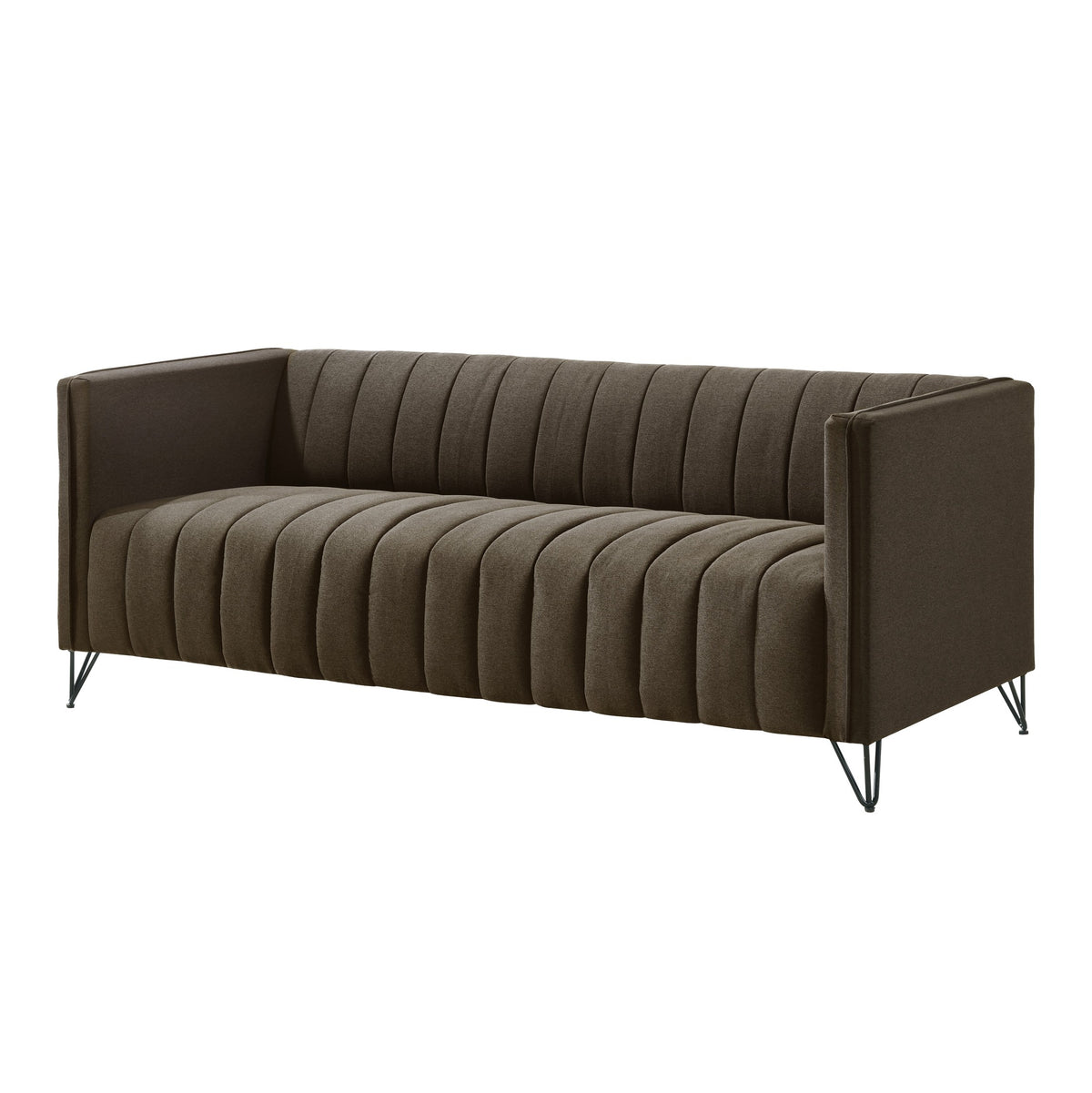 Home Design Kurtis 2-Piece Living Room Set with Square Arm Loveseat and Sofa, Channel-Tufted Upholstery