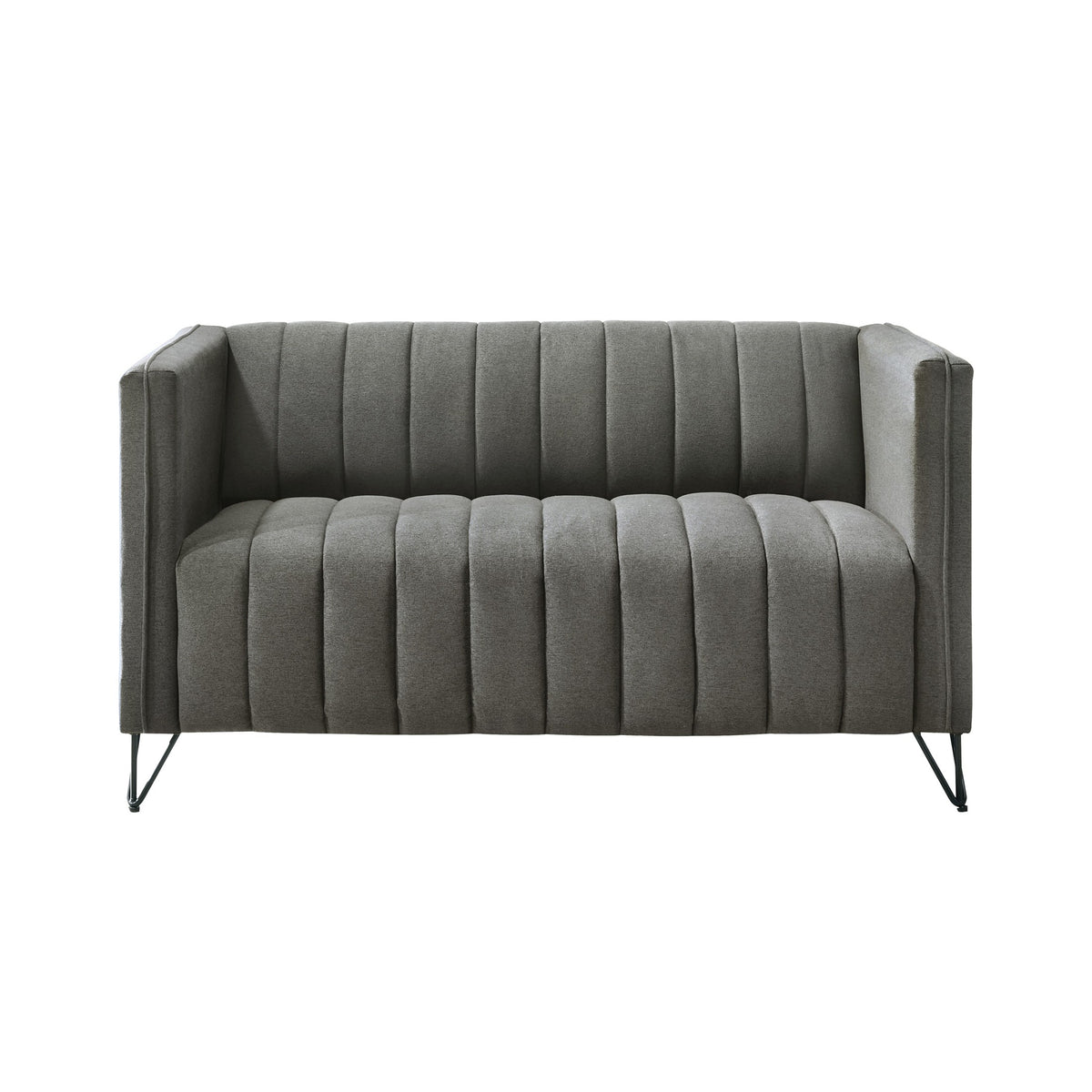 Home Design Kurtis 2-Piece Living Room Set with Square Arm Loveseat and Sofa, Channel-Tufted Upholstery
