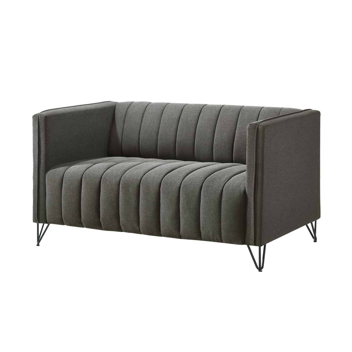 Home Design Kurtis 2-Piece Living Room Set with Square Arm Loveseat and Sofa, Channel-Tufted Upholstery