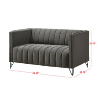Home Design Kurtis 2-Piece Living Room Set with Square Arm Loveseat and Sofa, Channel-Tufted Upholstery