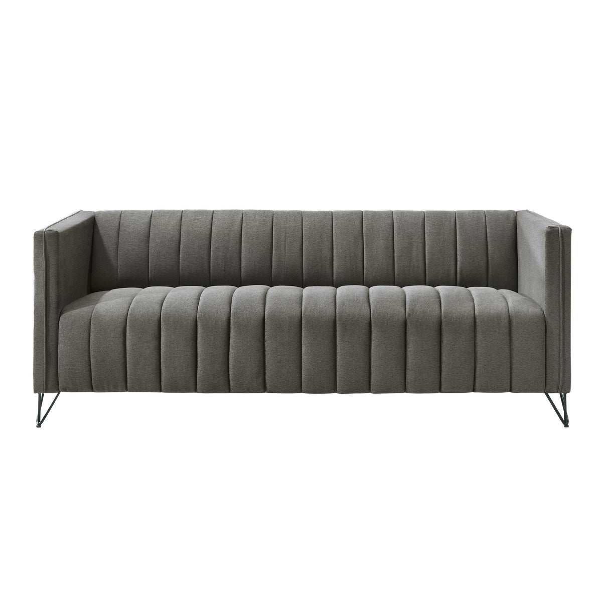 Home Design Kurtis 2-Piece Living Room Set with Square Arm Loveseat and Sofa, Channel-Tufted Upholstery