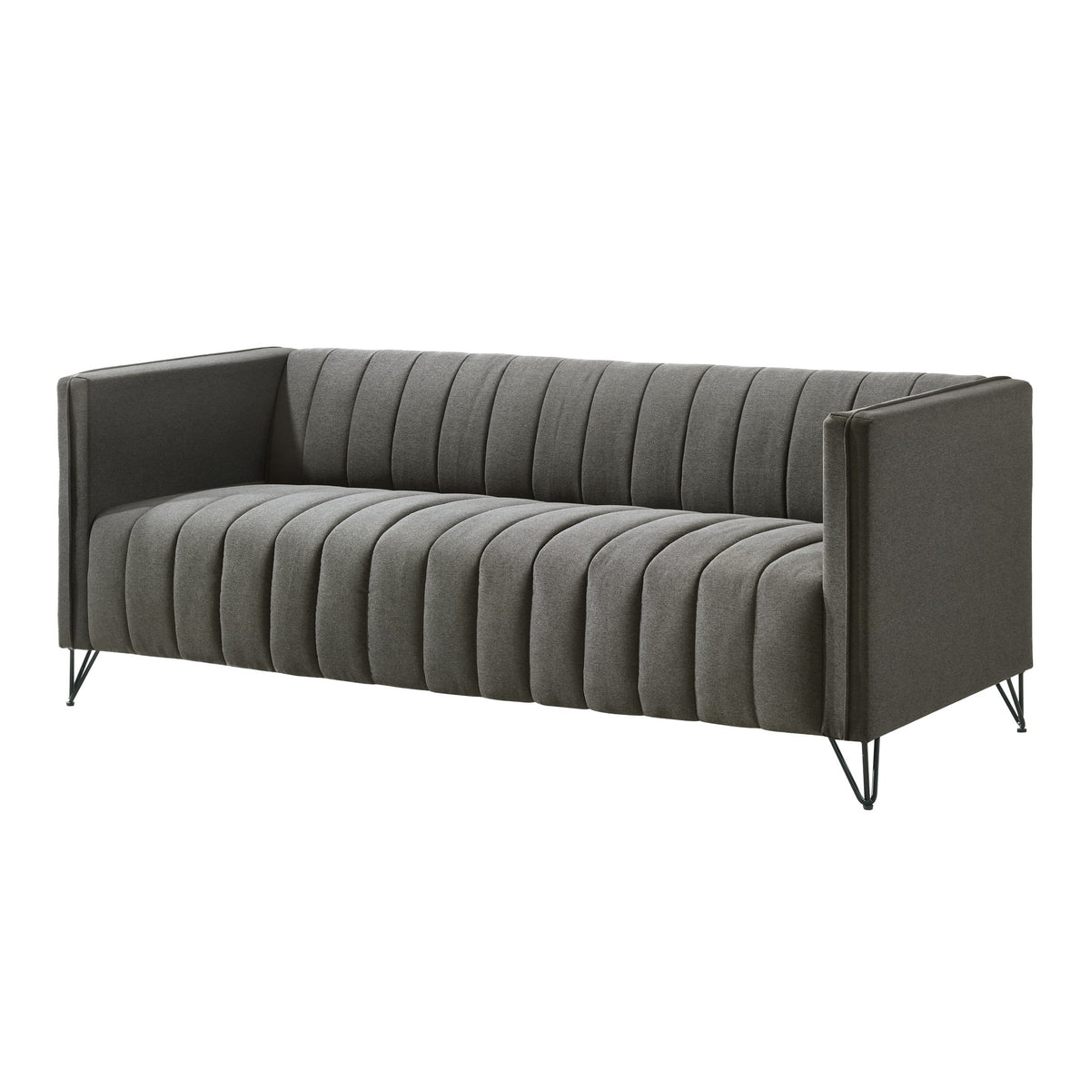 Home Design Kurtis 2-Piece Living Room Set with Square Arm Loveseat and Sofa, Channel-Tufted Upholstery