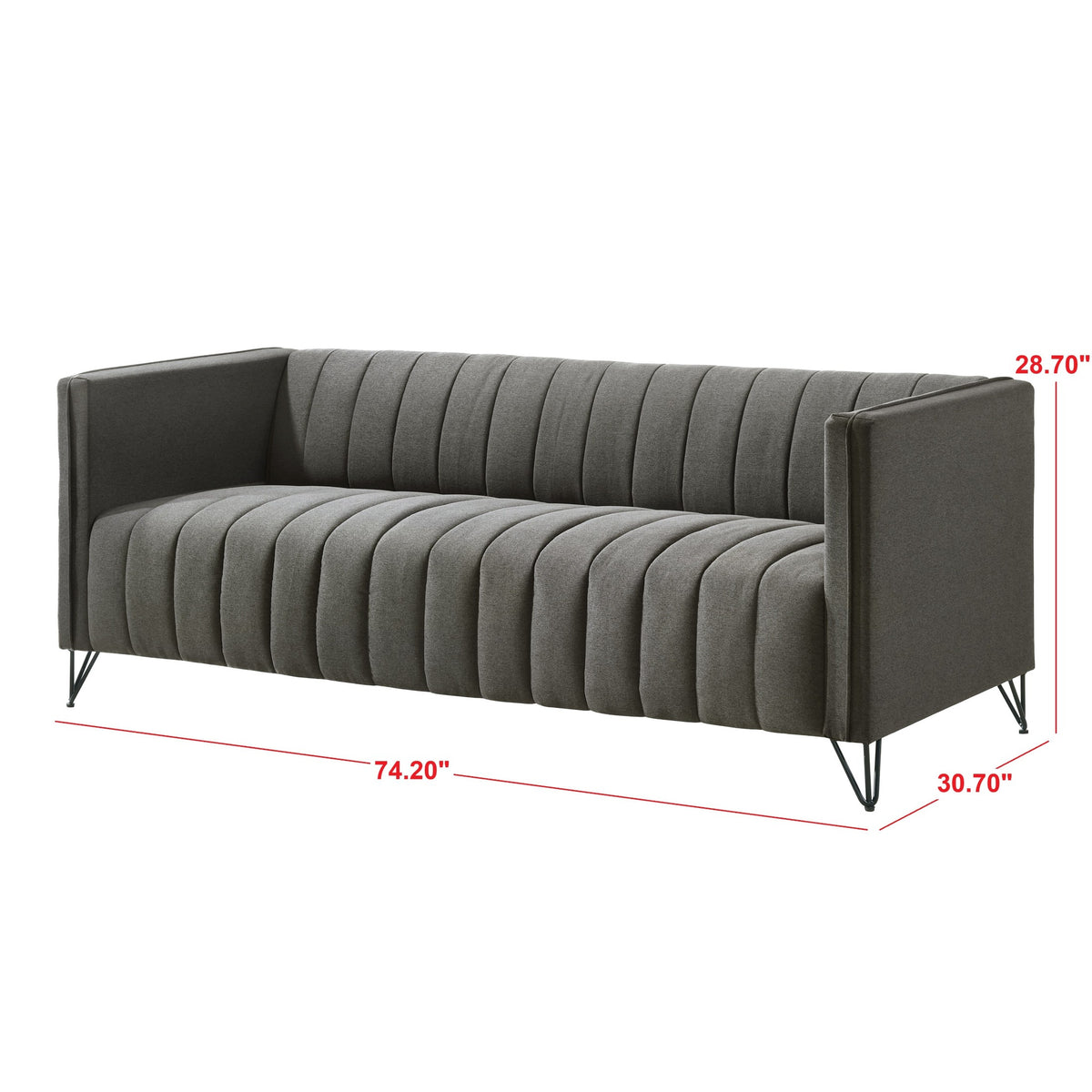 Home Design Kurtis 2-Piece Living Room Set with Square Arm Loveseat and Sofa, Channel-Tufted Upholstery