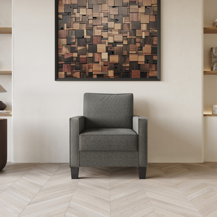 Home Design Marcia 3-Piece Square Arm Living Room Furniture Set with Armchair, Loveseat and Sofa, Gray