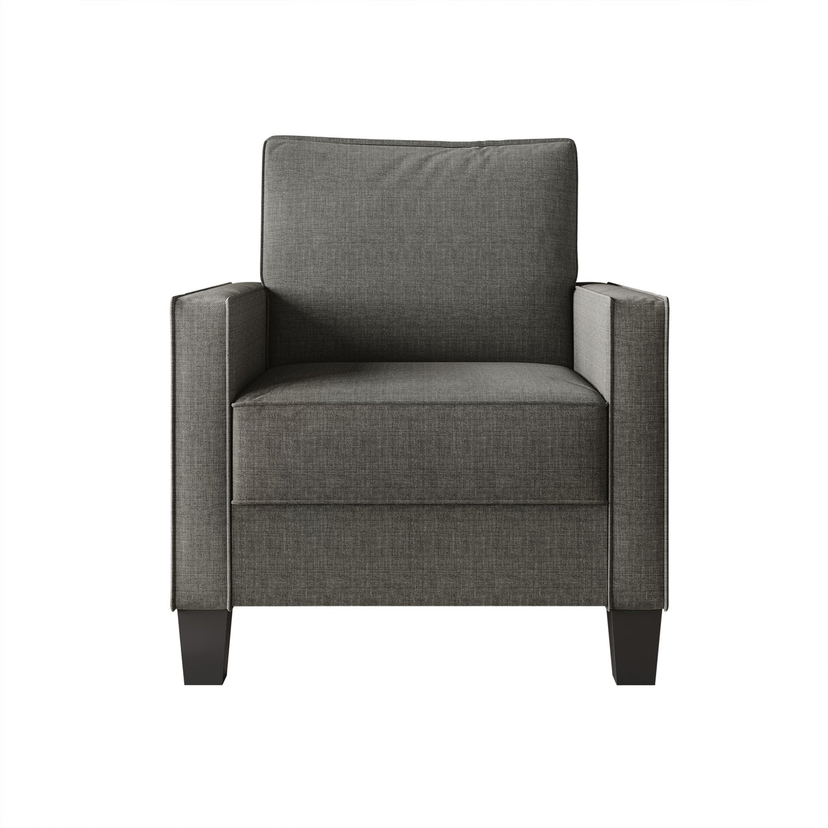 Home Design Marcia 3-Piece Square Arm Living Room Furniture Set with Armchair, Loveseat and Sofa, Gray