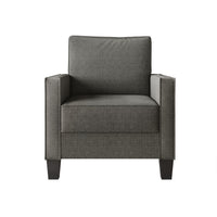 Home Design Marcia 3-Piece Square Arm Living Room Furniture Set with Armchair, Loveseat and Sofa, Gray
