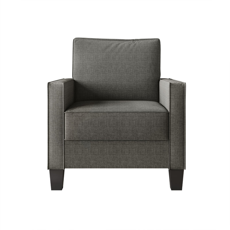Home Design Marcia 3-Piece Square Arm Living Room Furniture Set with Armchair, Loveseat and Sofa, Gray