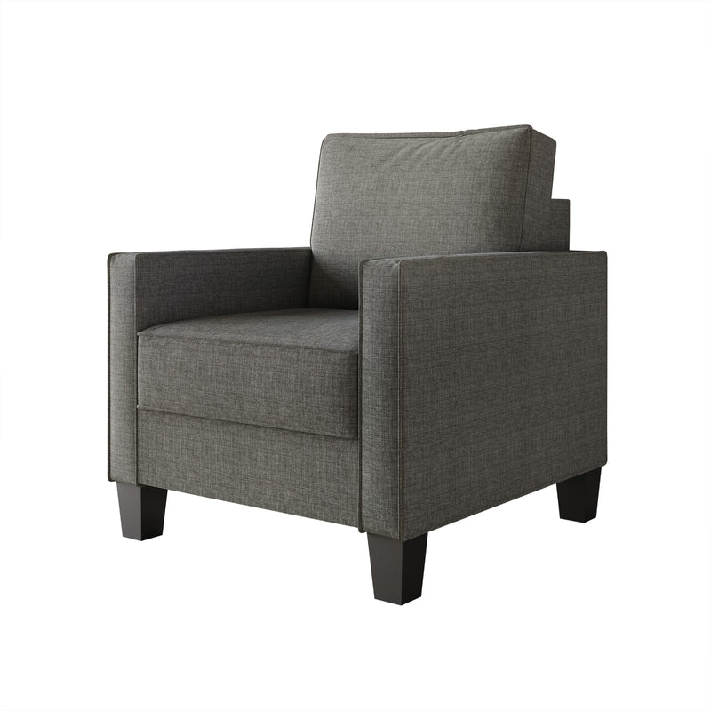 Home Design Marcia 3-Piece Square Arm Living Room Furniture Set with Armchair, Loveseat and Sofa, Gray