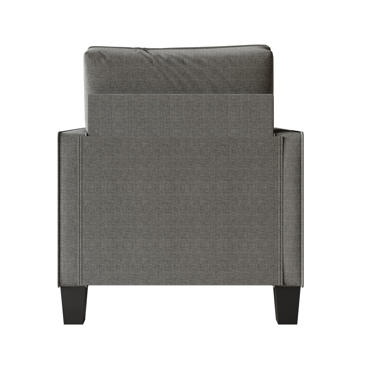 Home Design Marcia 3-Piece Square Arm Living Room Furniture Set with Armchair, Loveseat and Sofa, Gray
