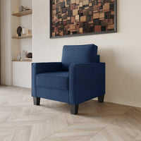 Home Design Marcia 3-Piece Square Arm Living Room Furniture Set with Armchair, Loveseat and Sofa, Blue