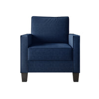 Home Design Marcia 3-Piece Square Arm Living Room Furniture Set with Armchair, Loveseat and Sofa, Blue