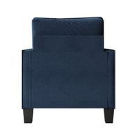 Home Design Marcia 3-Piece Square Arm Living Room Furniture Set with Armchair, Loveseat and Sofa, Blue