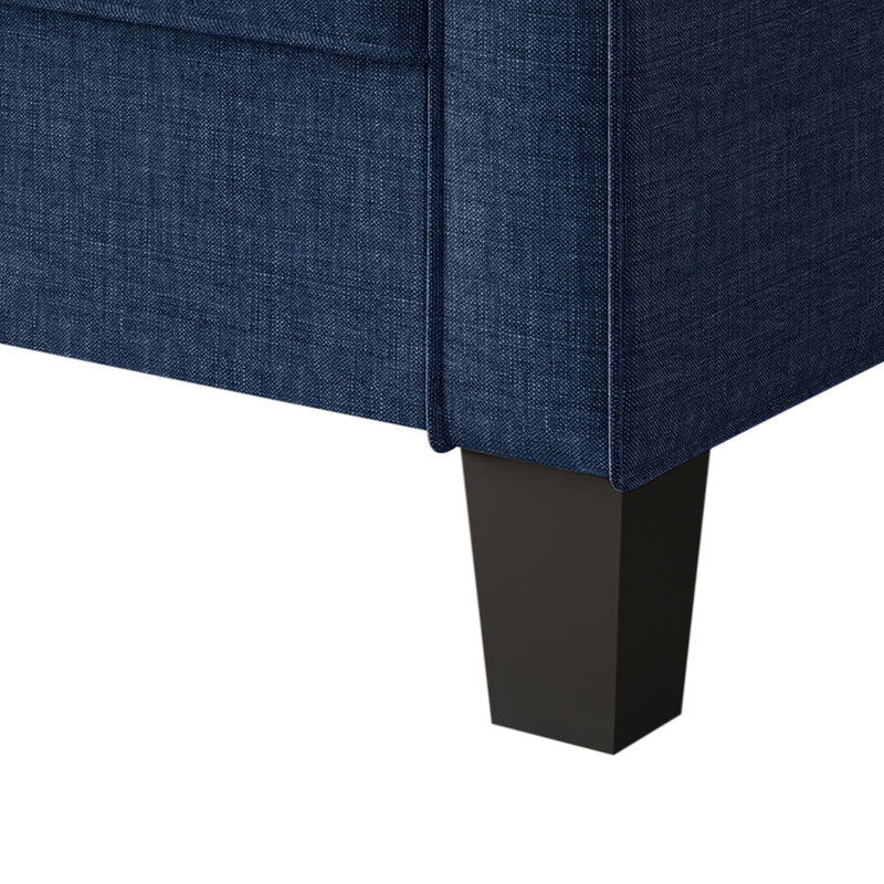 Home Design Marcia 3-Piece Square Arm Living Room Furniture Set with Armchair, Loveseat and Sofa, Blue