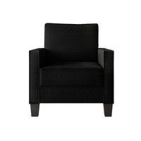 Home Design Marcia 3-Piece Square Arm Living Room Furniture Set with Armchair, Loveseat and Sofa, Black