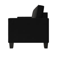 Home Design Marcia 3-Piece Square Arm Living Room Furniture Set with Armchair, Loveseat and Sofa, Black