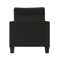 Home Design Marcia 3-Piece Square Arm Living Room Furniture Set with Armchair, Loveseat and Sofa, Black