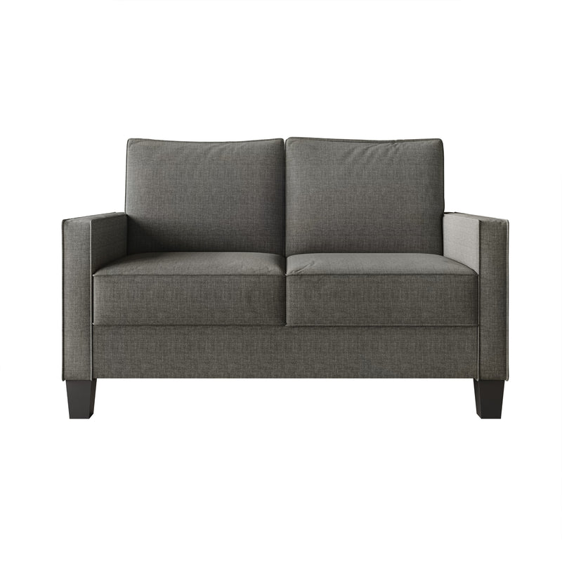 Home Design Marcia 3-Piece Square Arm Living Room Furniture Set with Armchair, Loveseat and Sofa, Gray