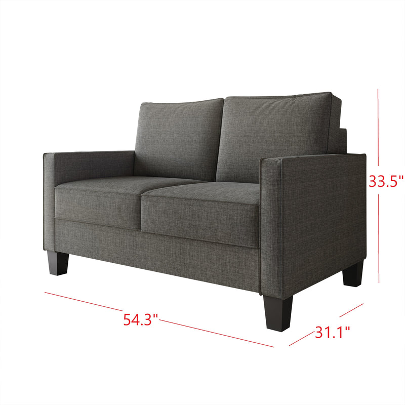 Home Design Marcia 3-Piece Square Arm Living Room Furniture Set with Armchair, Loveseat and Sofa, Gray
