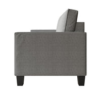 Home Design Marcia 3-Piece Square Arm Living Room Furniture Set with Armchair, Loveseat and Sofa, Gray