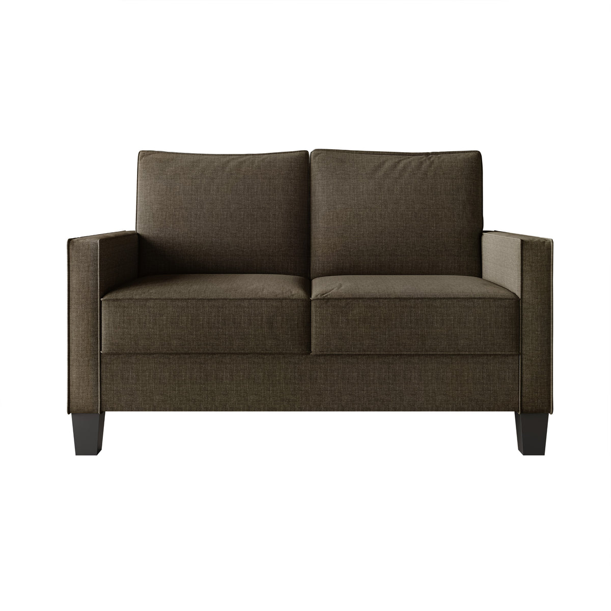 Home Design Marcia 3-Piece Square Arm Living Room Furniture Set with Armchair, Loveseat and Sofa, Brown