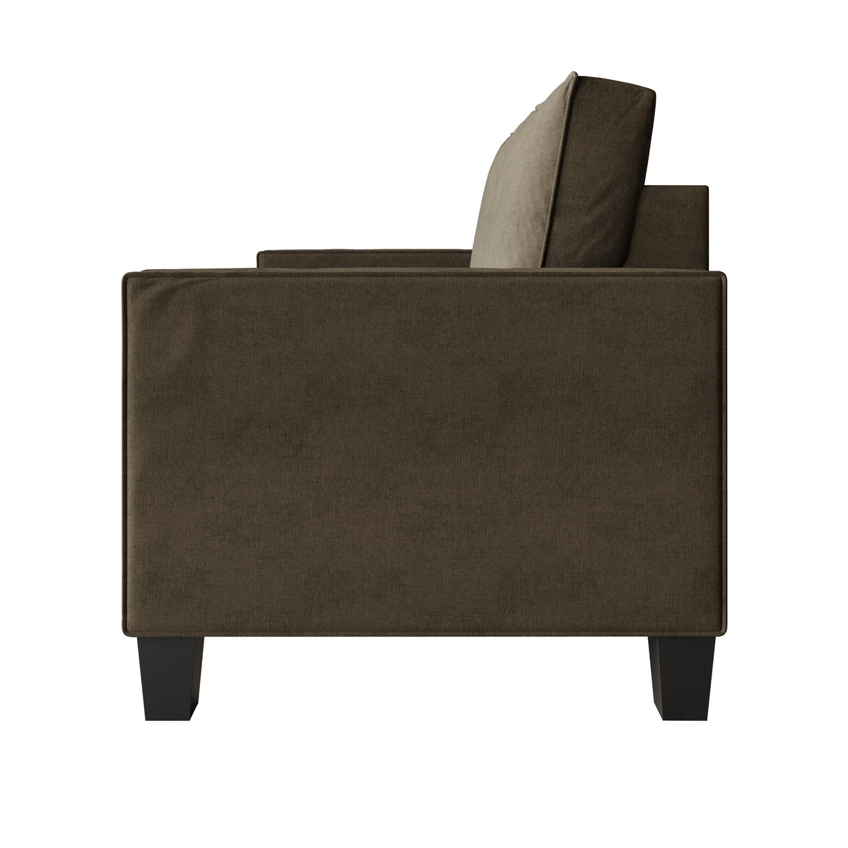 Home Design Marcia 3-Piece Square Arm Living Room Furniture Set with Armchair, Loveseat and Sofa, Brown