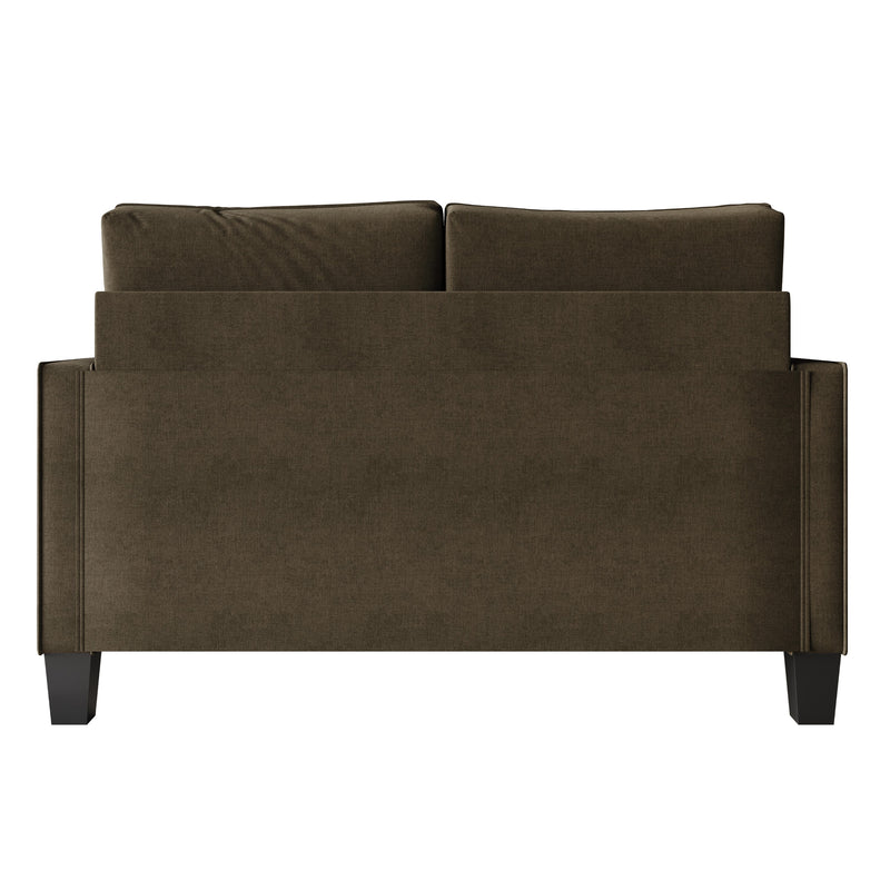 Home Design Marcia 3-Piece Square Arm Living Room Furniture Set with Armchair, Loveseat and Sofa, Brown