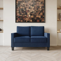 Home Design Marcia 3-Piece Square Arm Living Room Furniture Set with Armchair, Loveseat and Sofa, Blue