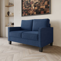 Home Design Marcia 3-Piece Square Arm Living Room Furniture Set with Armchair, Loveseat and Sofa, Blue