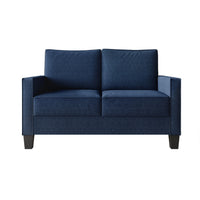 Home Design Marcia 3-Piece Square Arm Living Room Furniture Set with Armchair, Loveseat and Sofa, Blue