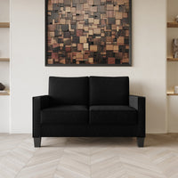 Home Design Marcia 3-Piece Square Arm Living Room Furniture Set with Armchair, Loveseat and Sofa, Black