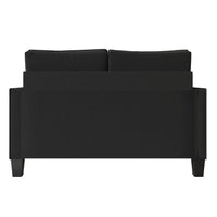 Home Design Marcia 3-Piece Square Arm Living Room Furniture Set with Armchair, Loveseat and Sofa, Black