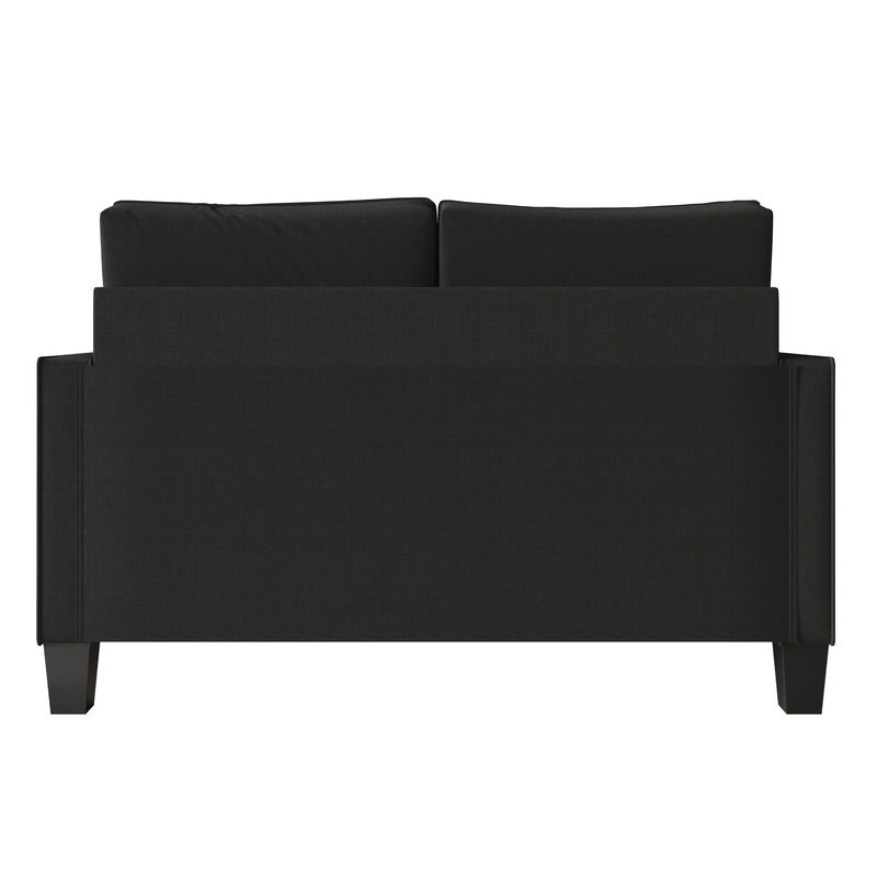 Home Design Marcia 3-Piece Square Arm Living Room Furniture Set with Armchair, Loveseat and Sofa, Black